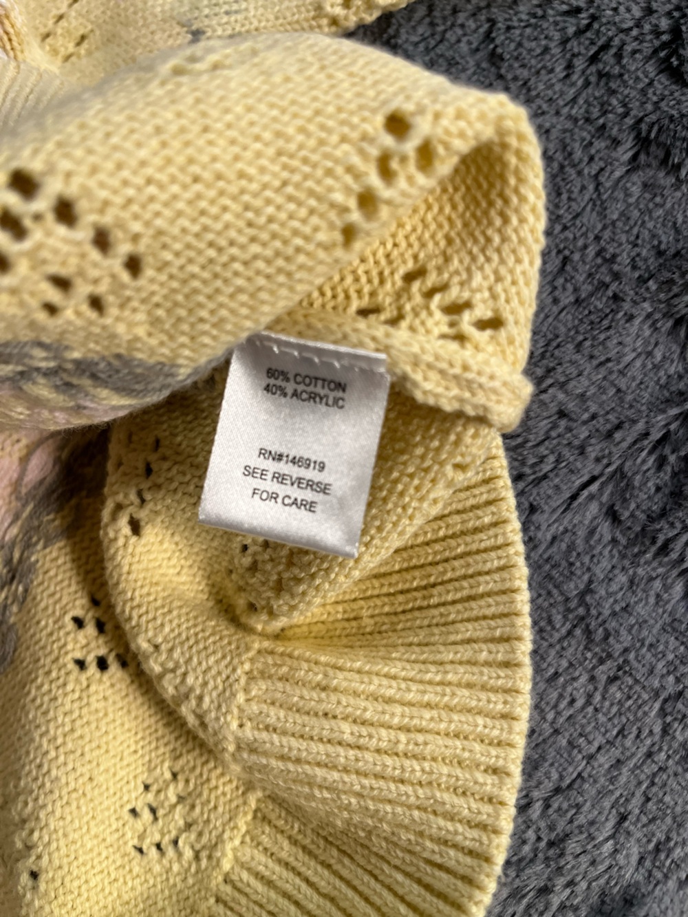 Freshman 1996 Pastel Yellow Floral Fair Isle Cropped Cardigan - Picture 5 of 9